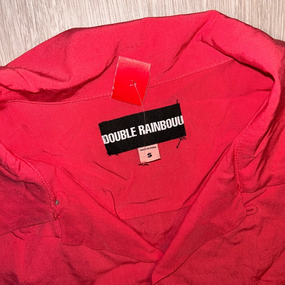 Double Rainbouu Pink Logo Palm Hawaiian Shirt size Small - Picture 2 of 3
